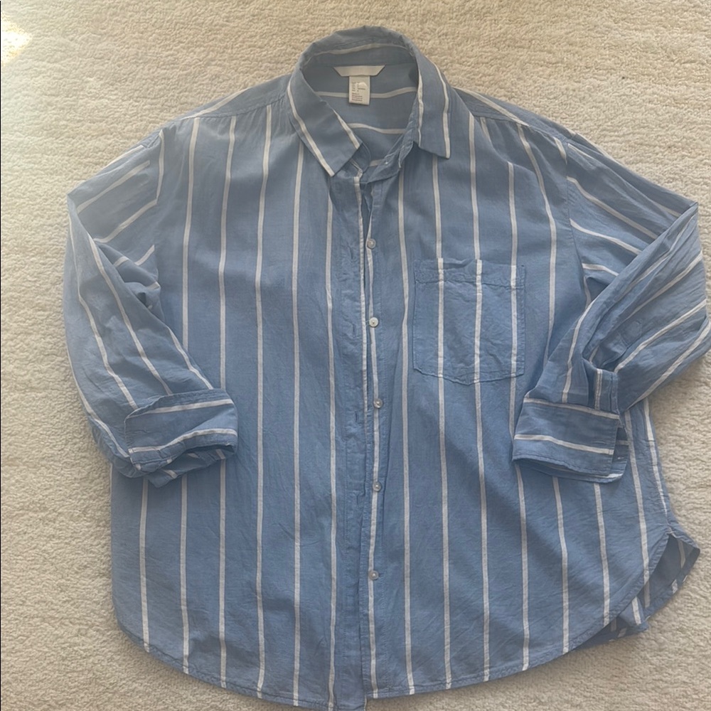 H&M Oversized Blue Striped Shirt